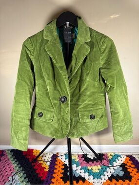 Vintage Girls Talbots Lime Green Corduroy Blazer Jacket